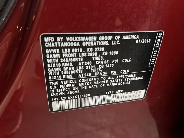 2019 Volkswagen Atlas 3.6L V6 SE